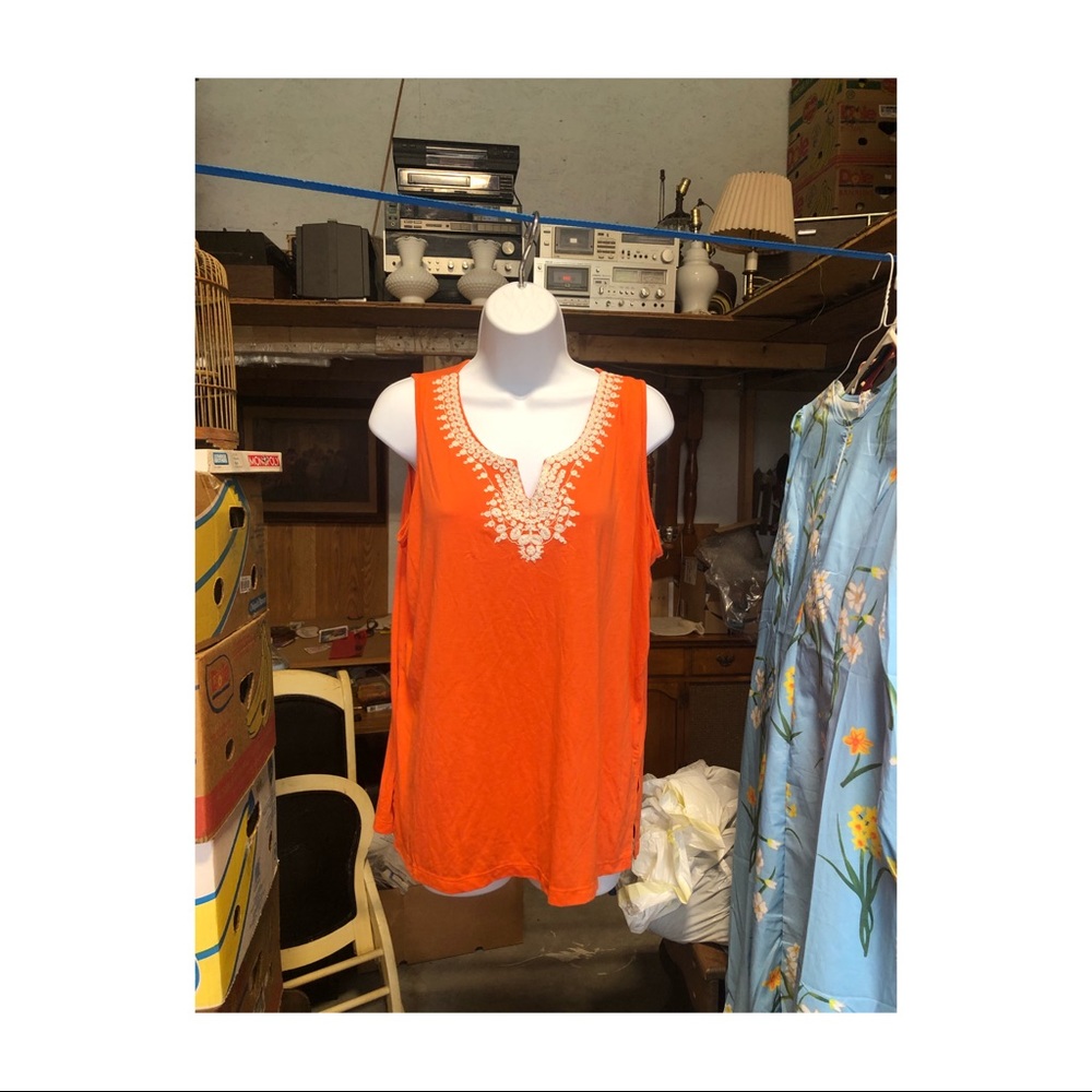 Orange Tanktop with White Design